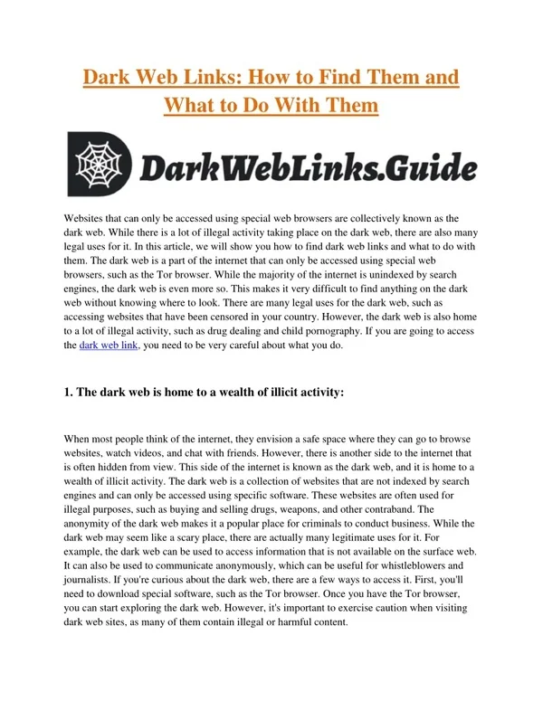 how to find the dark web